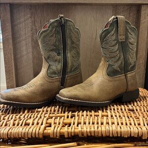 Ariat Kids Tan and Green Western Boots